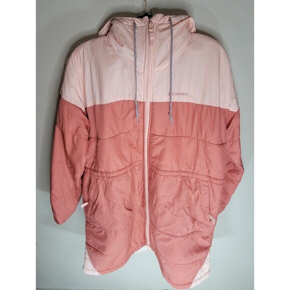Columbia Women’s L Pink Colorblock Sherpa Lined Hooded Puffer Jacket - Picture 11 of 12